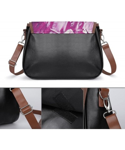 Printed Shoulder Crossbody Bag Leather Hobo Bags Medium Ladies Top Handles Satchels Watercolor Graffiti Color5 $19.32 Hobo Bags