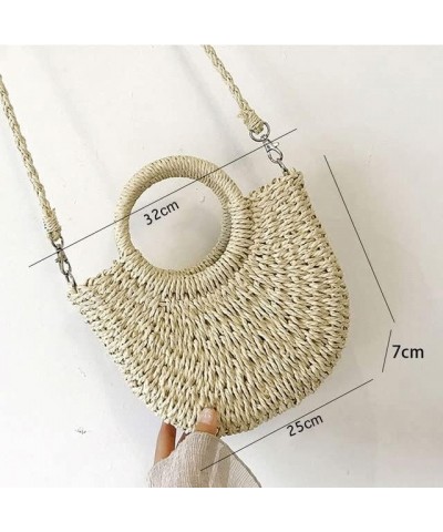 Straw Purse Beach Purse Wicker Bag for Women Rattan Bag Bamboo Purse Wicker Crossbody Shoulder Bags D $11.25 Shoulder Bags