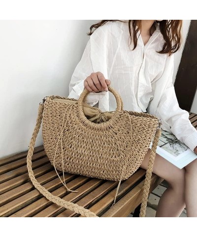 Straw Purse Beach Purse Wicker Bag for Women Rattan Bag Bamboo Purse Wicker Crossbody Shoulder Bags D $11.25 Shoulder Bags