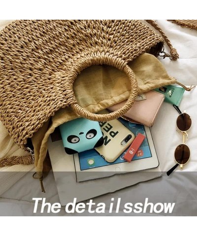 Straw Purse Beach Purse Wicker Bag for Women Rattan Bag Bamboo Purse Wicker Crossbody Shoulder Bags D $11.25 Shoulder Bags