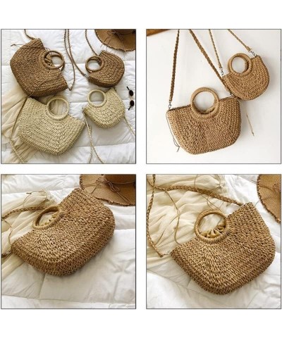 Straw Purse Beach Purse Wicker Bag for Women Rattan Bag Bamboo Purse Wicker Crossbody Shoulder Bags D $11.25 Shoulder Bags