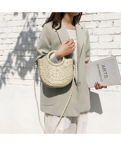 Straw Purse Beach Purse Wicker Bag for Women Rattan Bag Bamboo Purse Wicker Crossbody Shoulder Bags D $11.25 Shoulder Bags