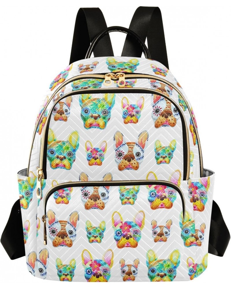 French Bulldog Fashion Backpack Purse for Women Multipurpose Casual Daypack with Multi Pockets & Secured Zipper Ladies Should...