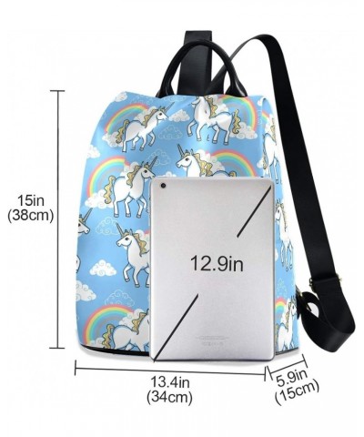 White Cat Licking Sweet Ice Cream Women Backpack Purse Anti-theft Backpack Lightweight Shoulder Bag Unicorn Rainbow $21.41 Ba...