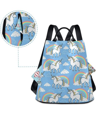 White Cat Licking Sweet Ice Cream Women Backpack Purse Anti-theft Backpack Lightweight Shoulder Bag Unicorn Rainbow $21.41 Ba...