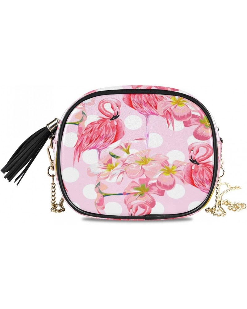 Beautiful Flower Bird Polka Dot PU Leather Small Women Crossbody Shoulder Bag Purse Wallet with Adjustable Chain Strap $11.28...