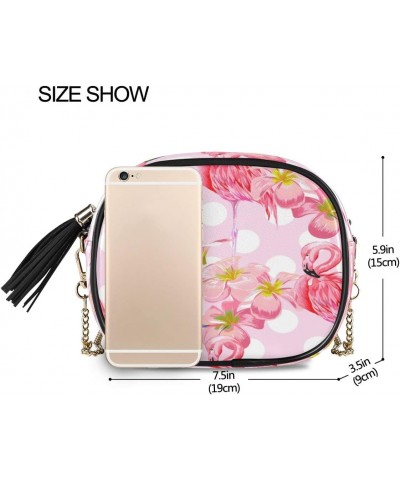 Beautiful Flower Bird Polka Dot PU Leather Small Women Crossbody Shoulder Bag Purse Wallet with Adjustable Chain Strap $11.28...