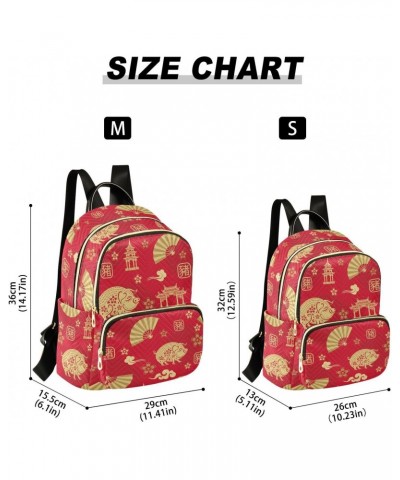 Red Pig Chinese New Year Fashion Backpack Purse for Women Multipurpose Casual Daypack with Multi Pockets & Secured Zipper Lad...