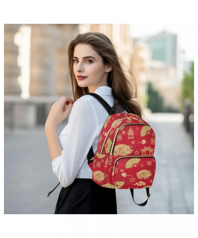 Red Pig Chinese New Year Fashion Backpack Purse for Women Multipurpose Casual Daypack with Multi Pockets & Secured Zipper Lad...