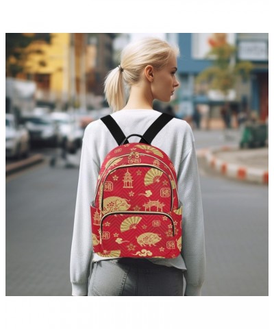 Red Pig Chinese New Year Fashion Backpack Purse for Women Multipurpose Casual Daypack with Multi Pockets & Secured Zipper Lad...