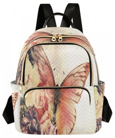 Butterfly with Flowers Women's Backpack Purse Fashion Travel Anti Theft Backpack Casual Daypack for Work College,S Medium $17...