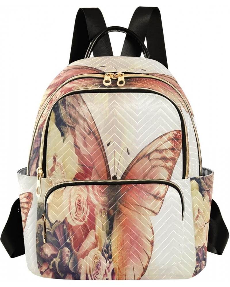 Butterfly with Flowers Women's Backpack Purse Fashion Travel Anti Theft Backpack Casual Daypack for Work College,S Medium $17...