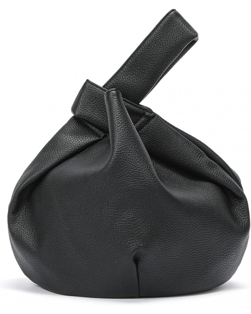 Women's Small Tote Bag for Women Soft Leather Top Handle Bag Wristlet Knot Pouch Purses and Handbags Black $13.11 Totes