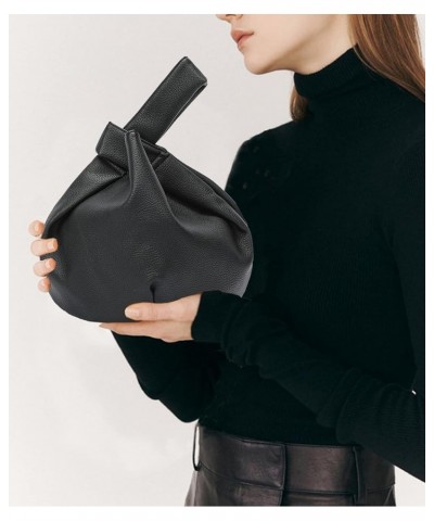 Women's Small Tote Bag for Women Soft Leather Top Handle Bag Wristlet Knot Pouch Purses and Handbags Black $13.11 Totes