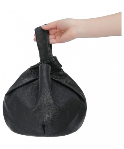 Women's Small Tote Bag for Women Soft Leather Top Handle Bag Wristlet Knot Pouch Purses and Handbags Black $13.11 Totes