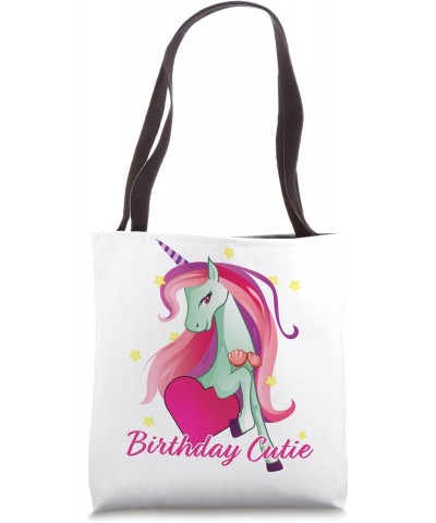 Colored Dreamy Fantasy Unicorn Birthday Cutie Tote Bag $10.40 Totes