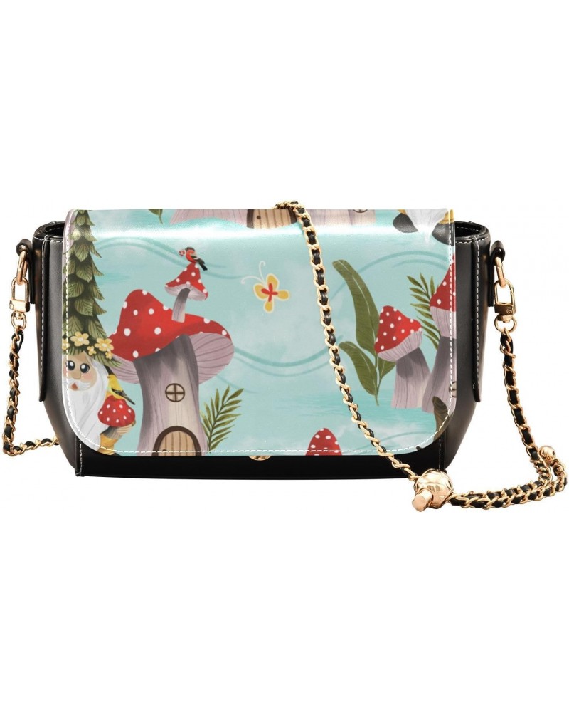 Small Black Crossbody Purse Womens Belt Bag Handbag with Credit Card Slots Winter Cute Gnomes Bird Mushroom $19.20 Crossbody ...