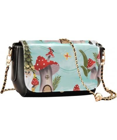 Small Black Crossbody Purse Womens Belt Bag Handbag with Credit Card Slots Winter Cute Gnomes Bird Mushroom $19.20 Crossbody ...