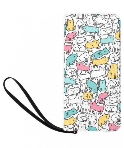 Funny Cat in Space Womens Clutch Wallet Large Wristlet Zipper Clutch Large Travel Purse Design 12 $19.59 Clutches