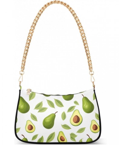 Avocado Cartoon Theme Clutch Shoulder Bag for Women, Hobo Tote Handbag with Gold Chain, Crossbody Bag with Zipper Closure $16...