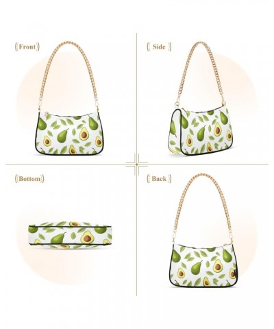 Avocado Cartoon Theme Clutch Shoulder Bag for Women, Hobo Tote Handbag with Gold Chain, Crossbody Bag with Zipper Closure $16...