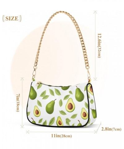 Avocado Cartoon Theme Clutch Shoulder Bag for Women, Hobo Tote Handbag with Gold Chain, Crossbody Bag with Zipper Closure $16...