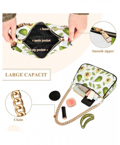 Avocado Cartoon Theme Clutch Shoulder Bag for Women, Hobo Tote Handbag with Gold Chain, Crossbody Bag with Zipper Closure $16...