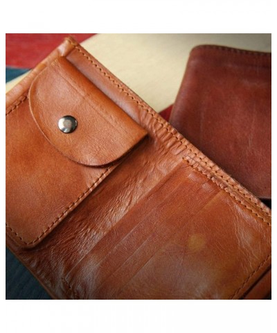 Original Handmade Retro Portable Vegetable Tanned Short Wallet First Layer Leather Ultra-Thin Wallet for Gift (Color : Coffee...