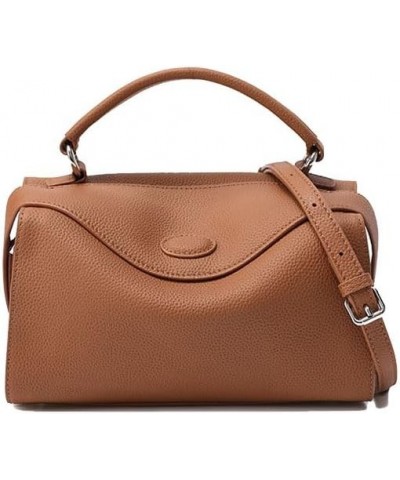 Top Layer Cowhide Women's Crossbody Bag Premium Sense Genuine Leather Handbag Brown $34.00 Crossbody Bags