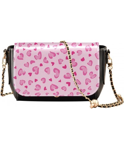 Hearts Leopard Crossbody Bags for Women Shoulder Bag Leather Purse Handbag for Work Daily Gifts $22.79 Shoulder Bags