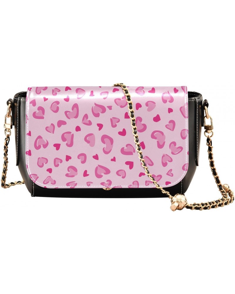 Hearts Leopard Crossbody Bags for Women Shoulder Bag Leather Purse Handbag for Work Daily Gifts $22.79 Shoulder Bags