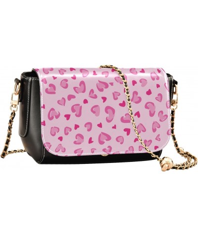 Hearts Leopard Crossbody Bags for Women Shoulder Bag Leather Purse Handbag for Work Daily Gifts $22.79 Shoulder Bags