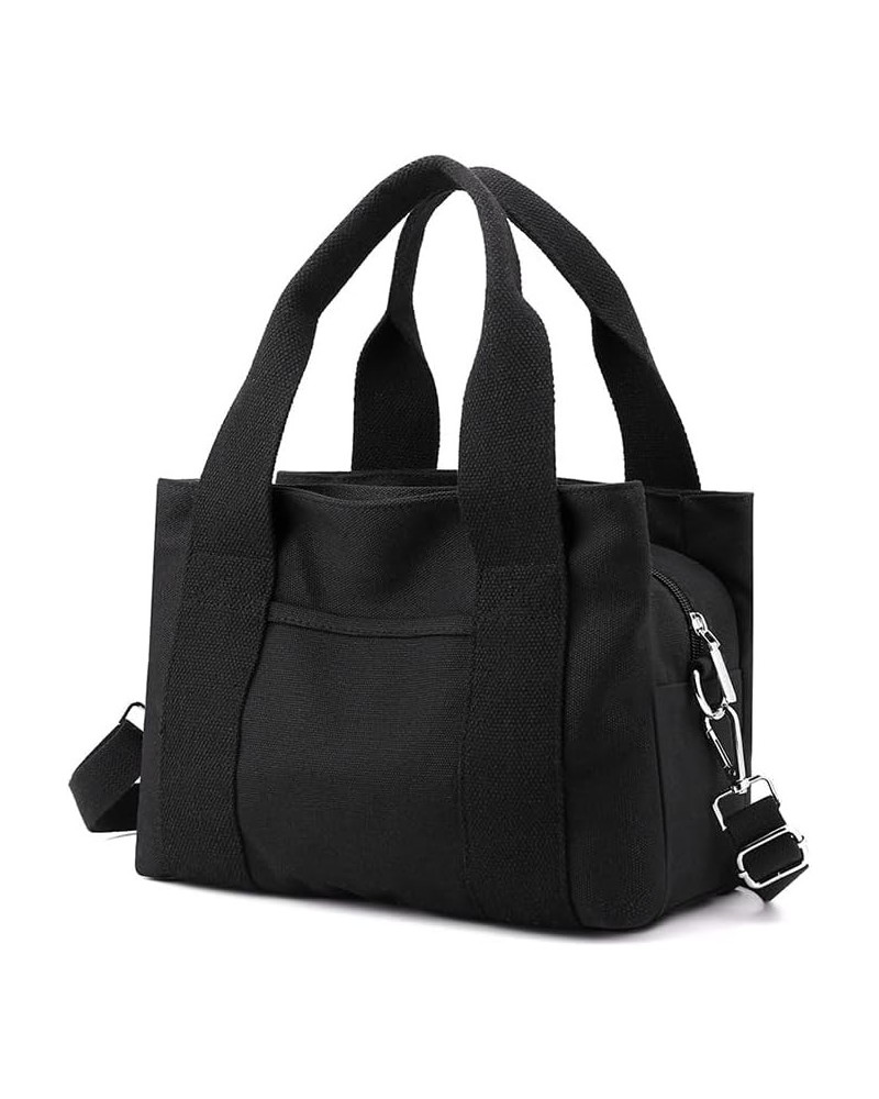 Canvas Tote Bags for Women Shoulder Hobo Bags Handbags Purse Big Satchel Purses Multi-pockets Casual Work Bags 2023 Black $15...