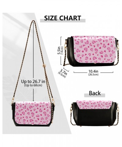 Hearts Leopard Crossbody Bags for Women Shoulder Bag Leather Purse Handbag for Work Daily Gifts $22.79 Shoulder Bags