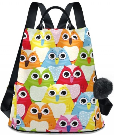 Backpack Purse for Women Fashion Travel Anti-theft Colorful Owl Daypack Casual Shoulder Bag Medium Size $20.52 Backpacks