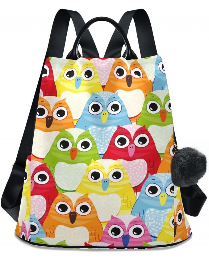 Backpack Purse for Women Fashion Travel Anti-theft Colorful Owl Daypack Casual Shoulder Bag Medium Size $20.52 Backpacks