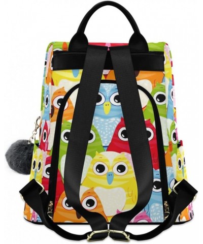 Backpack Purse for Women Fashion Travel Anti-theft Colorful Owl Daypack Casual Shoulder Bag Medium Size $20.52 Backpacks