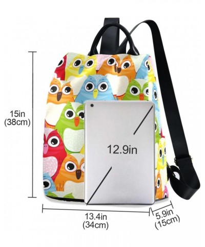 Backpack Purse for Women Fashion Travel Anti-theft Colorful Owl Daypack Casual Shoulder Bag Medium Size $20.52 Backpacks