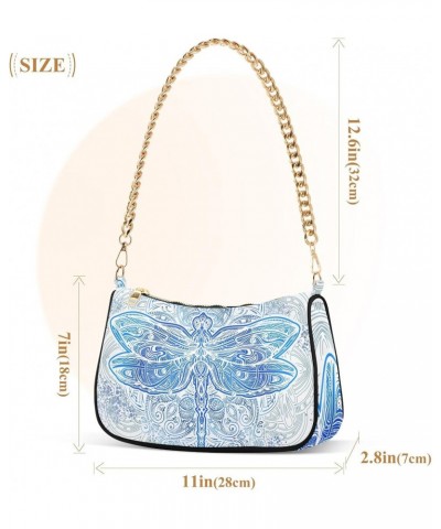 Ethnic Tribal Dragonfly Mandala Small Shoulder Bags for Women Handbags Mini Clutch Purse with Zipper $13.50 Shoulder Bags