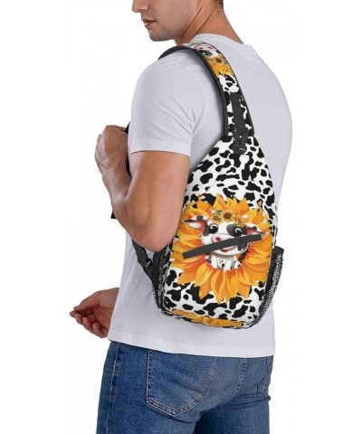 Sling Bag For Men Women，Trippy Mushroom Crossbody Shoulder Backpack Lightweight Chest Bags Casual Daypack For Outdoor Sunflow...