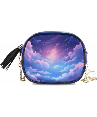 Crossbody Purse Small Crossbody Bags Shoulder Handbags Purple Bule Cloudy One for Women $11.75 Shoulder Bags