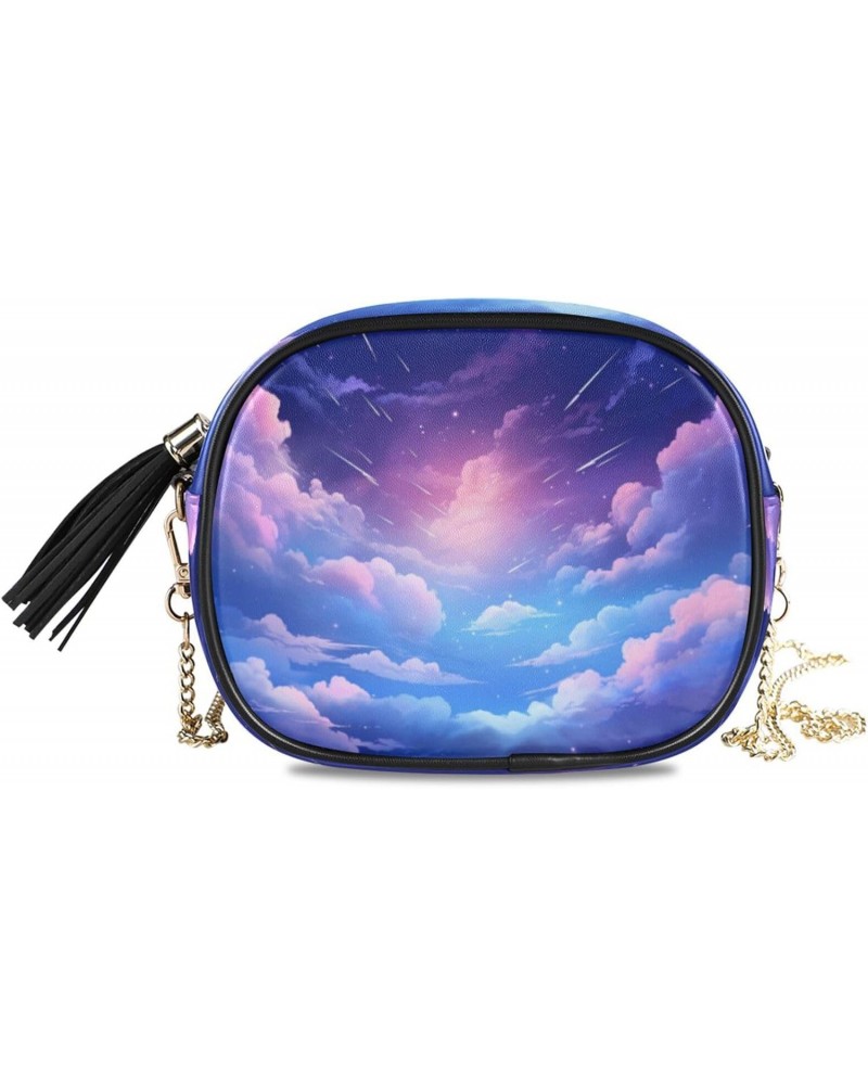 Crossbody Purse Small Crossbody Bags Shoulder Handbags Purple Bule Cloudy One for Women $11.75 Shoulder Bags