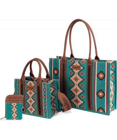 Wrangler Tote Bag for Women Aztec Top Handle Satchel Purse Boho Shoulder Handbags Angel Diamond Tealblue 3pcs $27.45 Totes