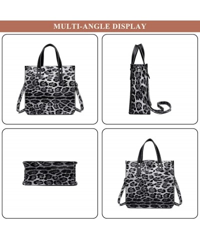 Top Handle Satchel Bag for Women PU Leather Animal Pattern Printed Crossbody Shoulder Bag Work Handbag Purse Set 2pcs C / Bla...