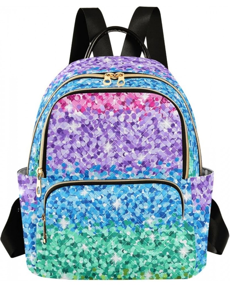 Backpack Purse for Women Glittering Rainbow Style, Mini Fashion Backpack Lightweight Casual Daypack Shoulder Bag Travel Backp...