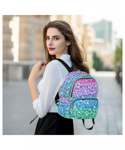 Backpack Purse for Women Glittering Rainbow Style, Mini Fashion Backpack Lightweight Casual Daypack Shoulder Bag Travel Backp...