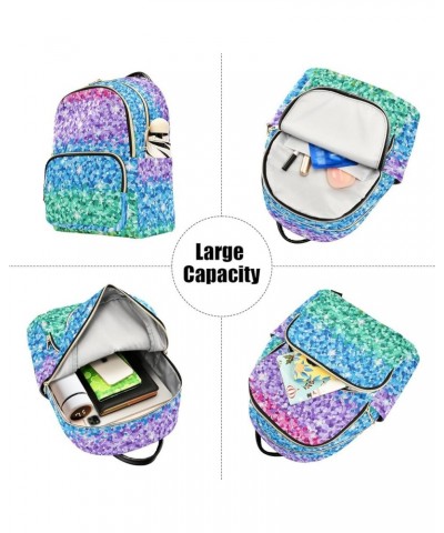 Backpack Purse for Women Glittering Rainbow Style, Mini Fashion Backpack Lightweight Casual Daypack Shoulder Bag Travel Backp...