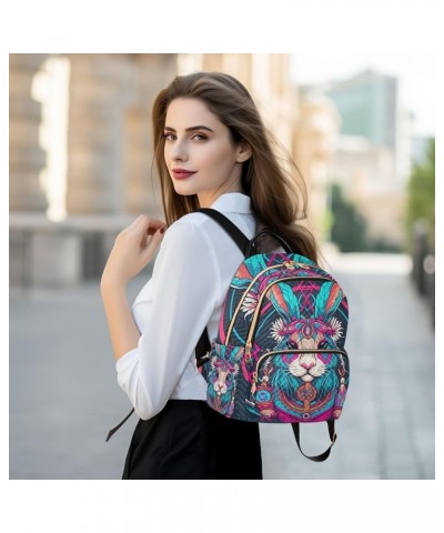 Small Fashion Backpack for Women Tribal Rabbit Print Ladies Travel Daypack Aesthetic Shoulder Bag 10.2×5.1×12.5 IN $14.72 Bac...