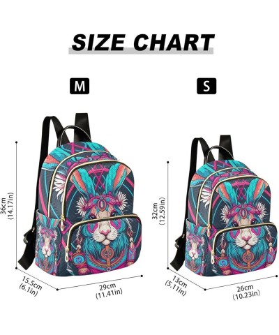 Small Fashion Backpack for Women Tribal Rabbit Print Ladies Travel Daypack Aesthetic Shoulder Bag 10.2×5.1×12.5 IN $14.72 Bac...