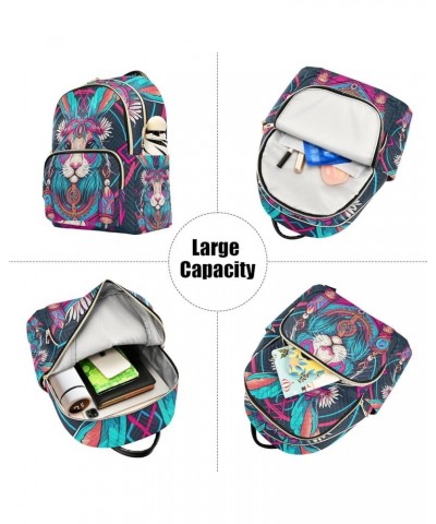 Small Fashion Backpack for Women Tribal Rabbit Print Ladies Travel Daypack Aesthetic Shoulder Bag 10.2×5.1×12.5 IN $14.72 Bac...